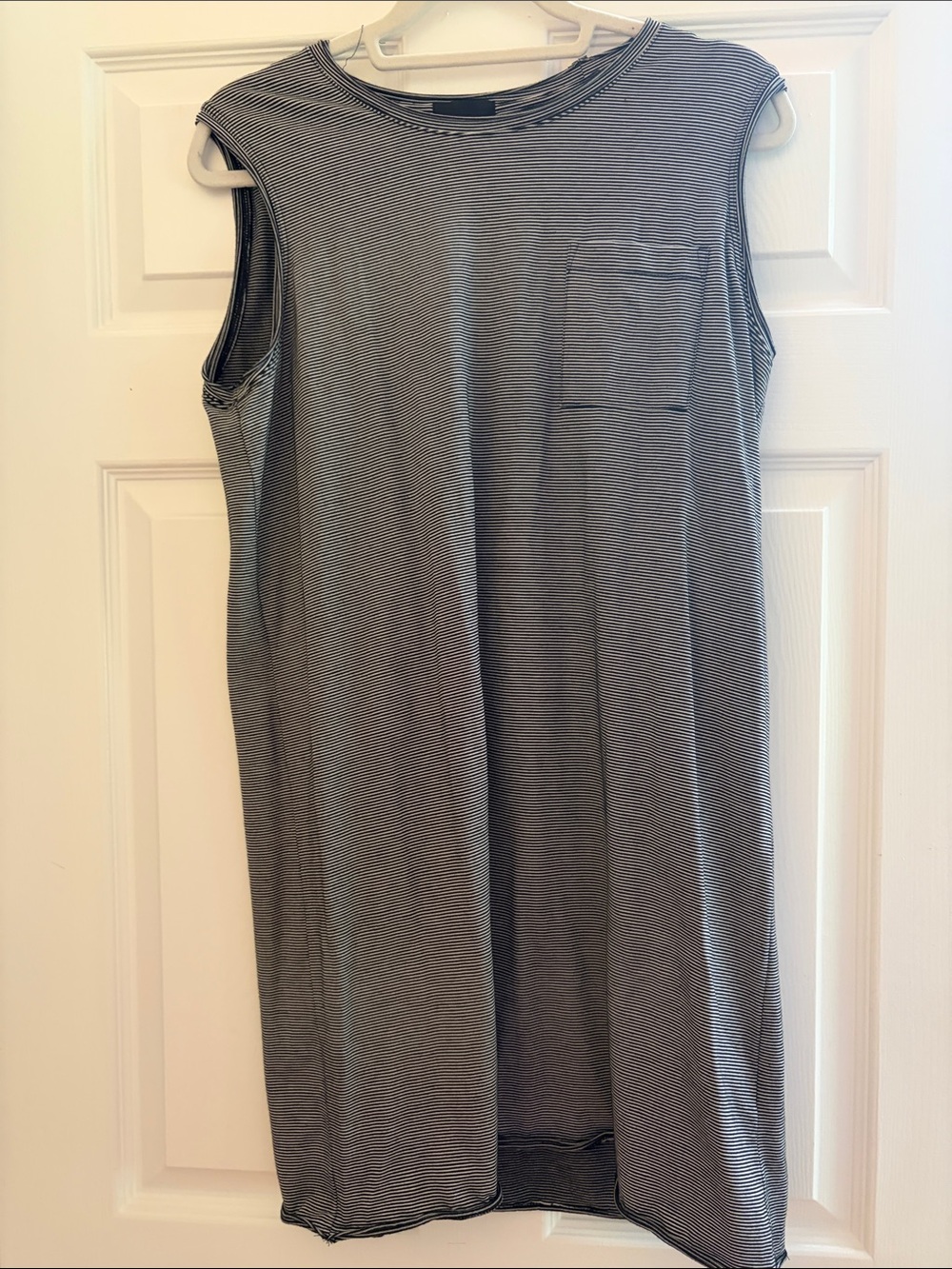 ATM Anthony Thomas Melillo Black and White Striped Sleeveless Tunic